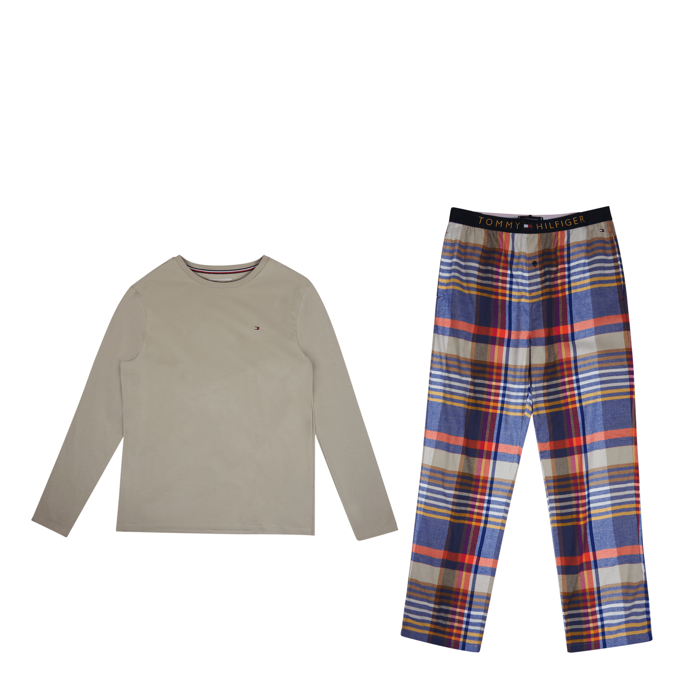 Ls Pant Flannel Tee Set 0sd - Stone checks