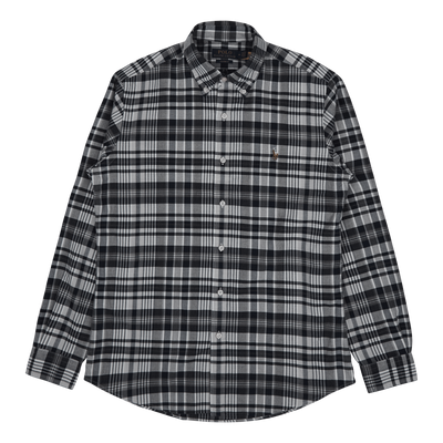 Custom Fit Plaid Oxford Shirt Grey Heather / Navy Multi