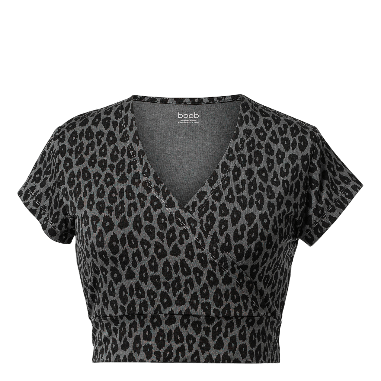 Leo Cropped Top Leo Print Grey/black