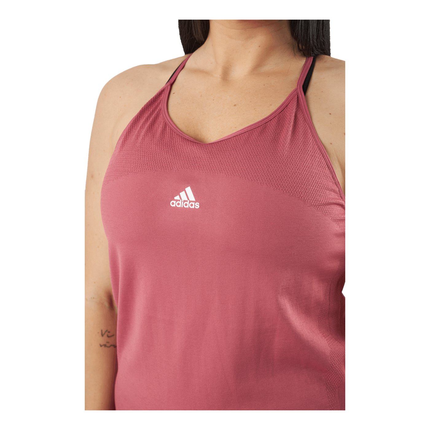 adidas AEROKNIT Seamless Loose Tank Top Pnkstr/White