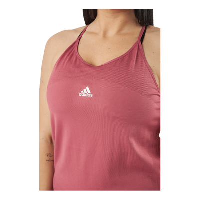 adidas AEROKNIT Seamless Loose Tank Top Pnkstr/White