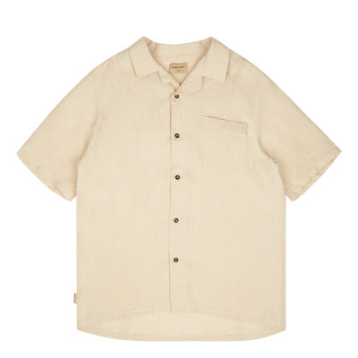 Camp Collar Ss Linen Shirt Ecru