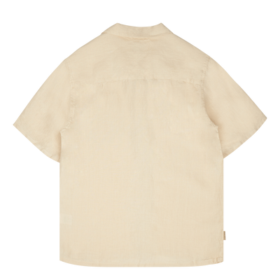 Camp Collar Ss Linen Shirt Ecru