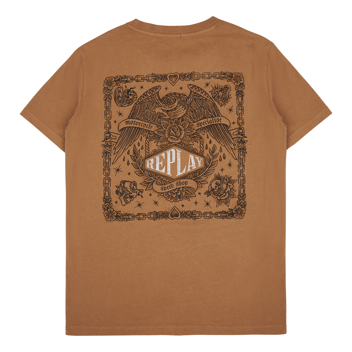 Replay No Thema Tee 227 Tobacco