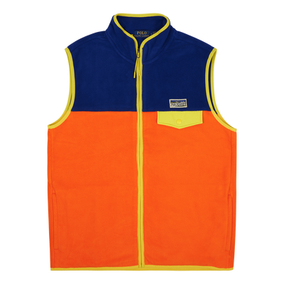 Color-Blocked Brushed Fleece Vest Sailing Orange Multi