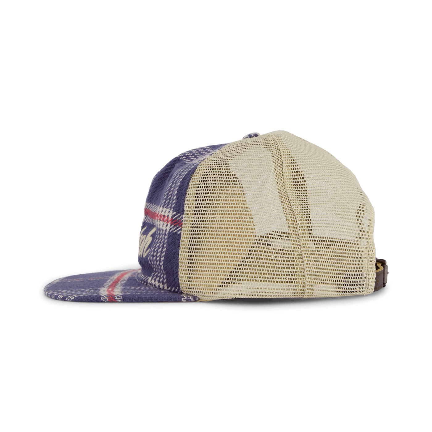 Embroidered Plaid Trucker Cap Navy/Off White Multi