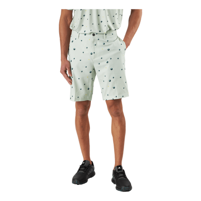 Ultimate365 Allover Print 9-Inch Golf Shorts Linen Green / Shadow Green / Impact Yellow