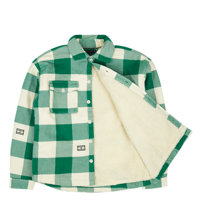 Sherpa Lined Checked Shirt Green