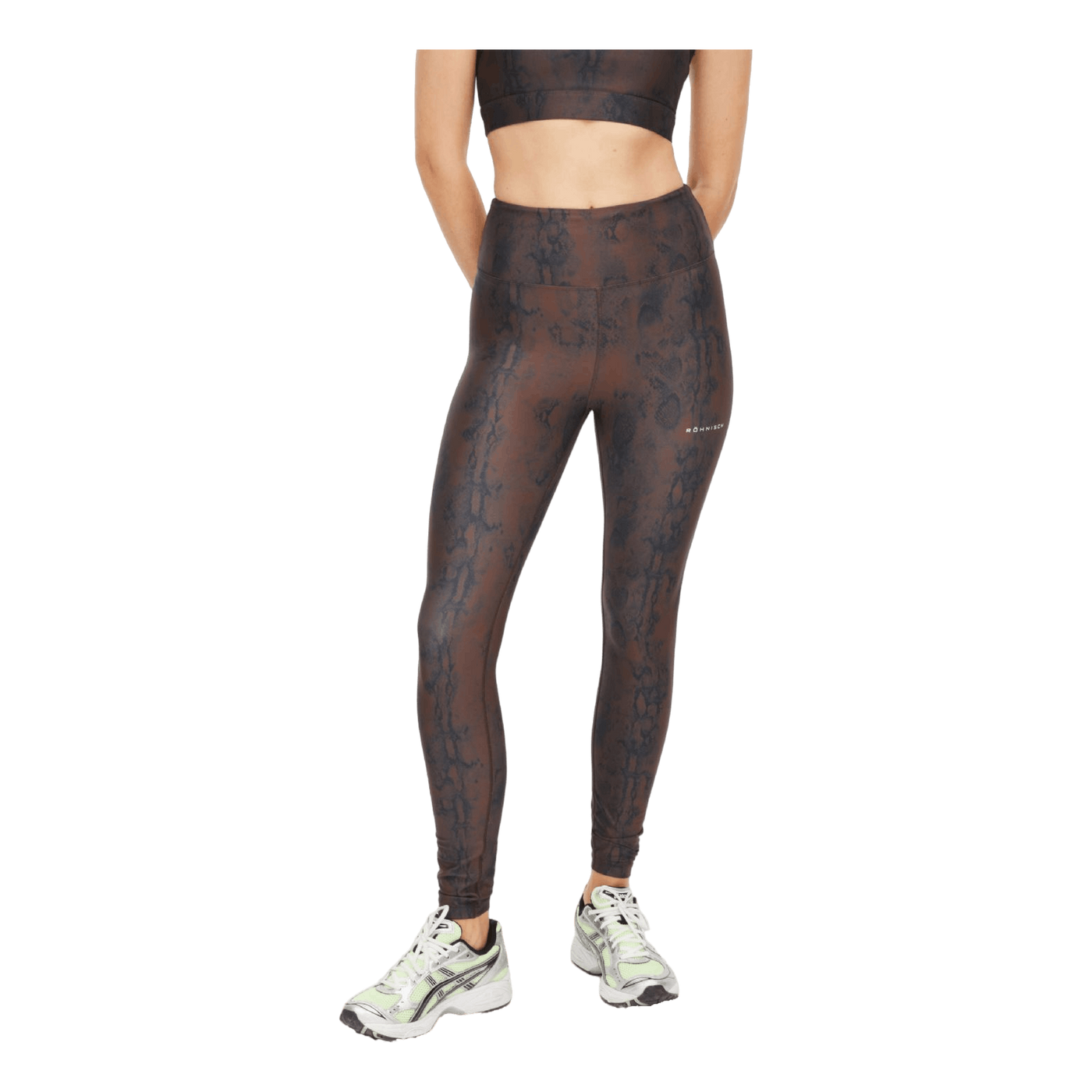 Printed High Waist Tights Brown Snake