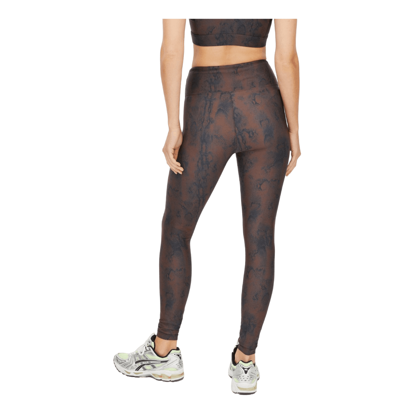 Printed High Waist Tights Brown Snake