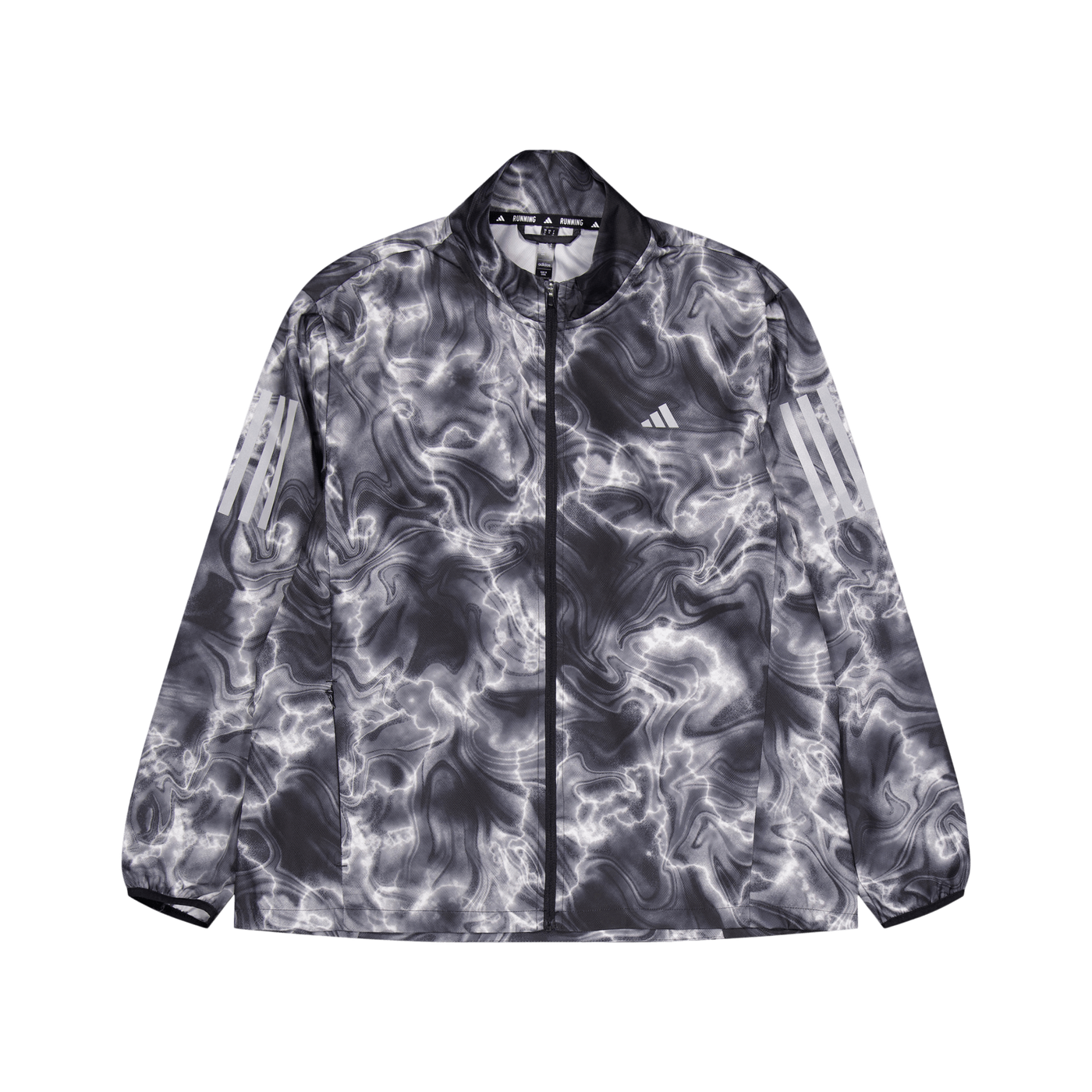 Own the Run Allover Print Hooded Running Windbreaker White