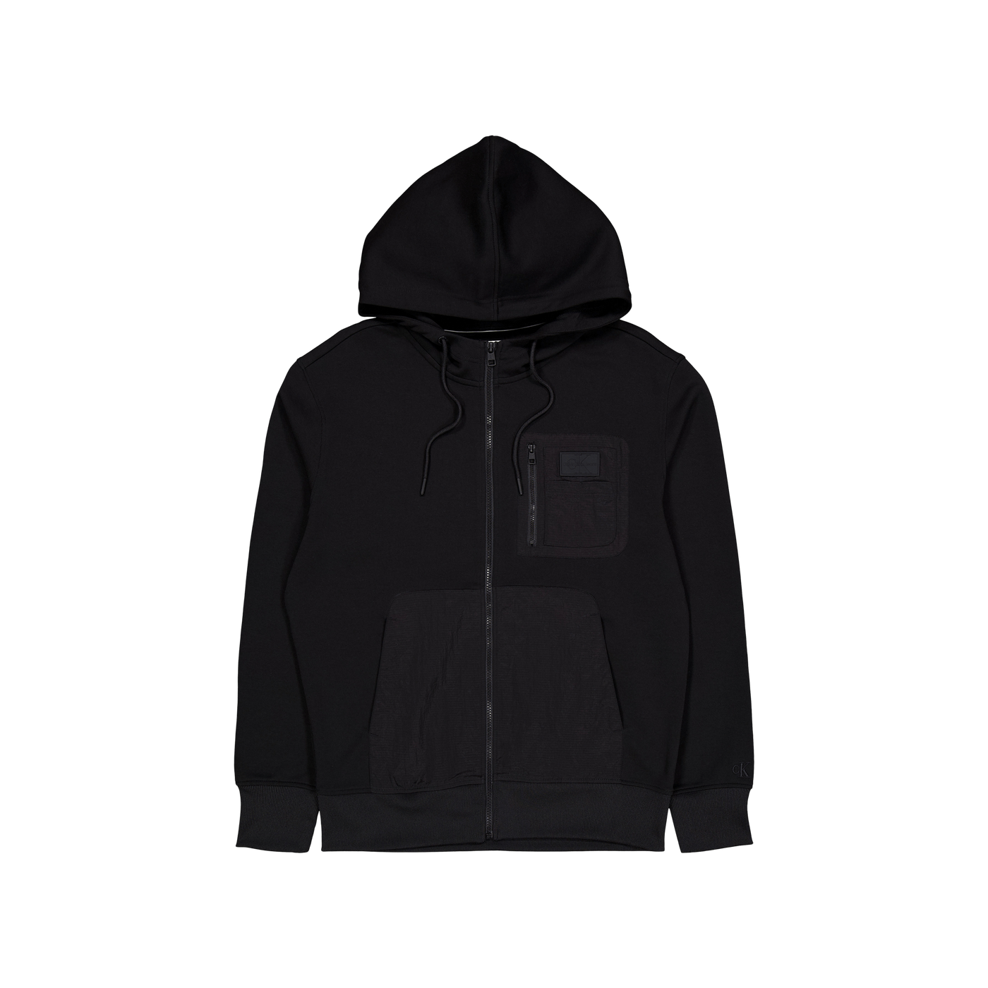 Mix Media Zip Through Hoodie Beh