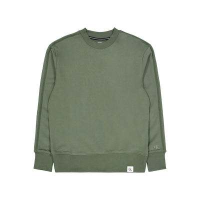 Woven Tab Crew Neck Llp - Thyme