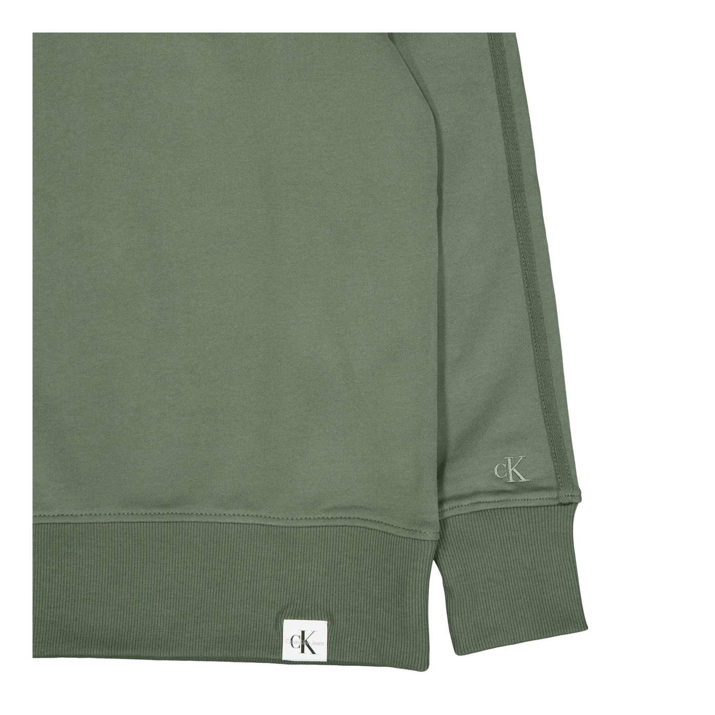 Woven Tab Crew Neck Llp - Thyme