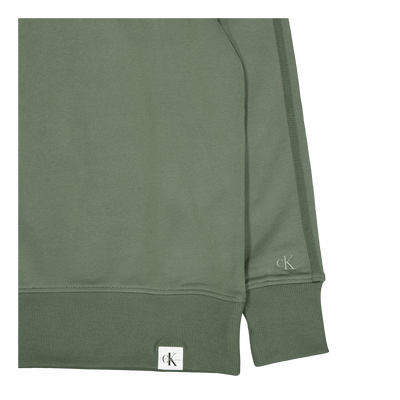 Woven Tab Crew Neck Llp - Thyme