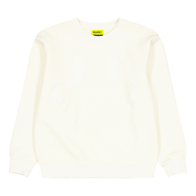 Smiley Oversized Crew Neck Swe Cream