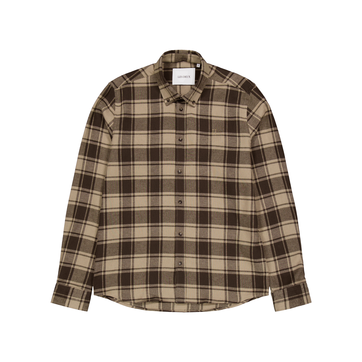 Les Deux Kristian Check Flannel Shirt Coffee