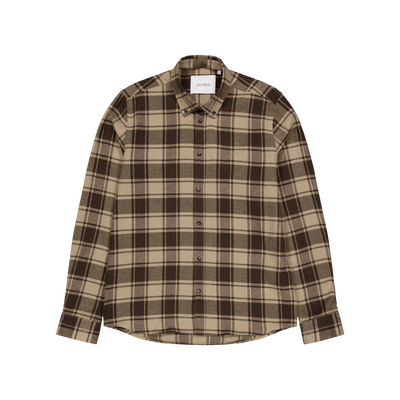 Les Deux Kristian Check Flannel Shirt Coffee