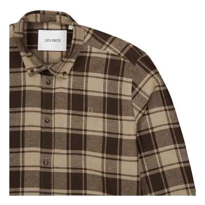 Les Deux Kristian Check Flannel Shirt Coffee