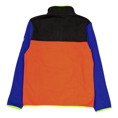 Color-Blocked Brushed Fleece Pullover Elite Orange Multi