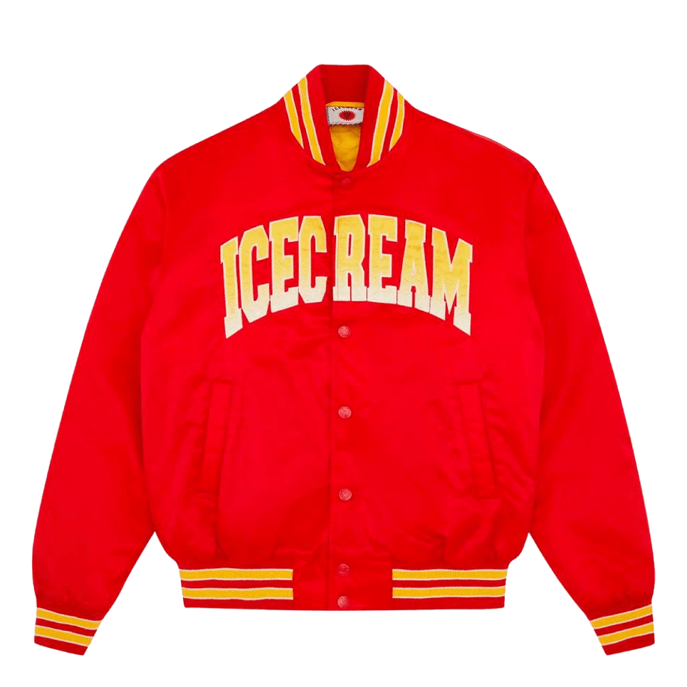 College Satin Bomber Red