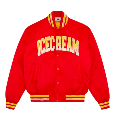 College Satin Bomber Red