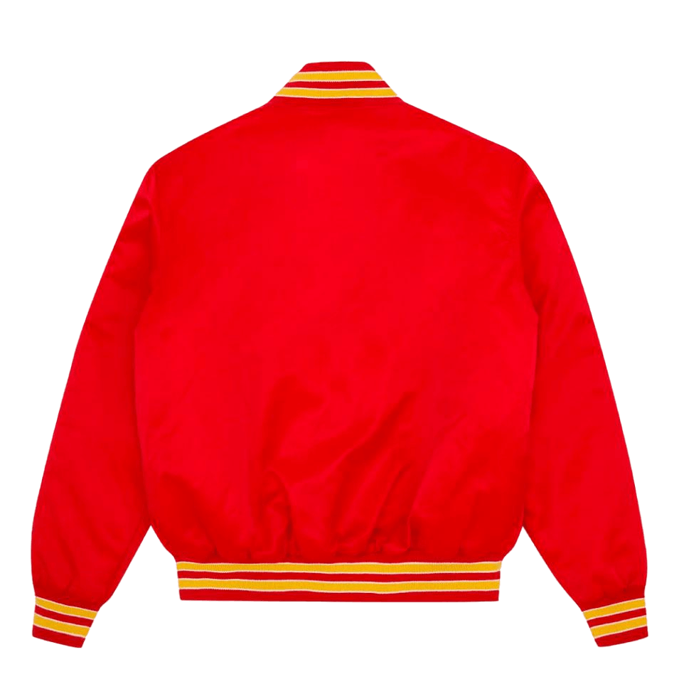 College Satin Bomber Red