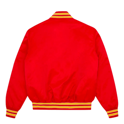 College Satin Bomber Red