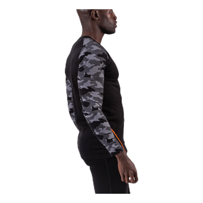 Camo Merino Wool Crew Black