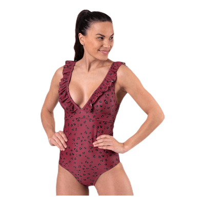 Halia Frill Swimsuit Patterned/Red