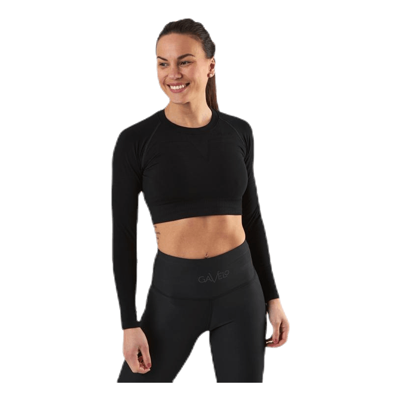 Seamless Black Crop Top Black