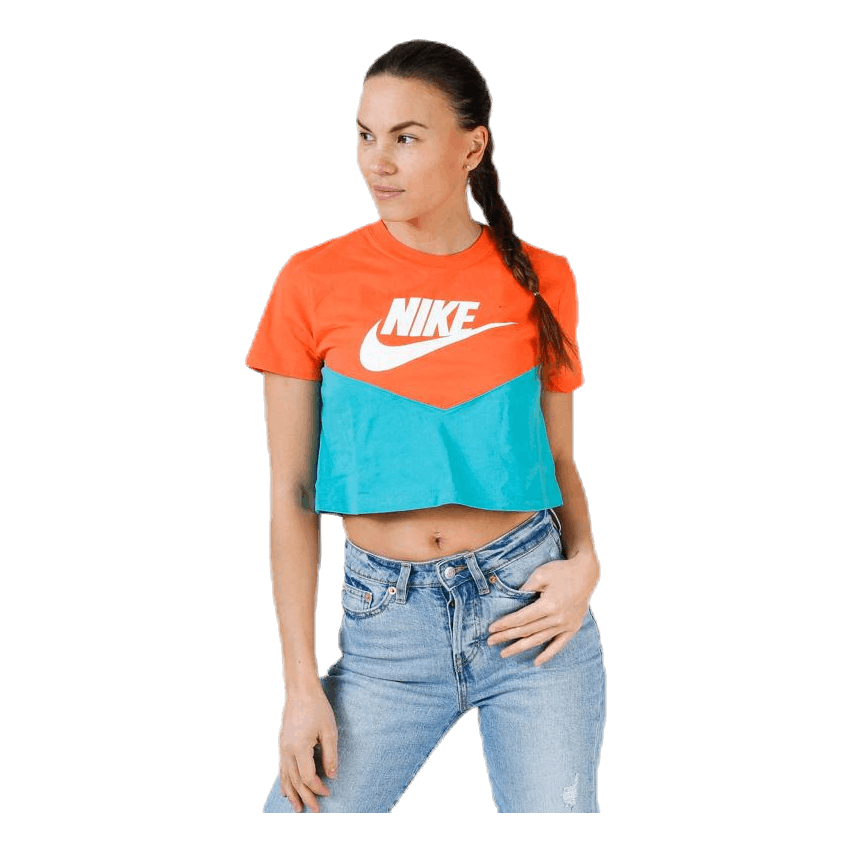 Heritage SS Top Orange Turquoise