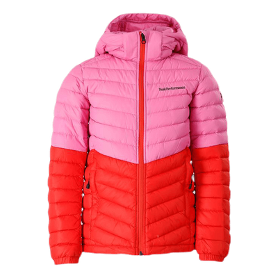 Jr Frost Blocked Down Hood Pink/Red