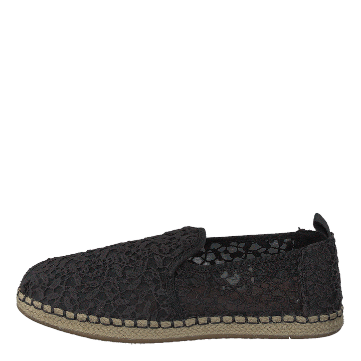 Toms Deconstructed Alpargata Rope Black Lace Leaves –