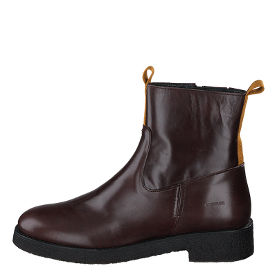 Boot With Zipper Dark Brown/mustard
