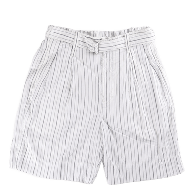 Striped Relaxed Pleated Shorts White