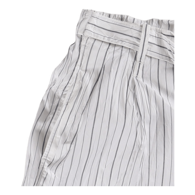 Striped Relaxed Pleated Shorts White