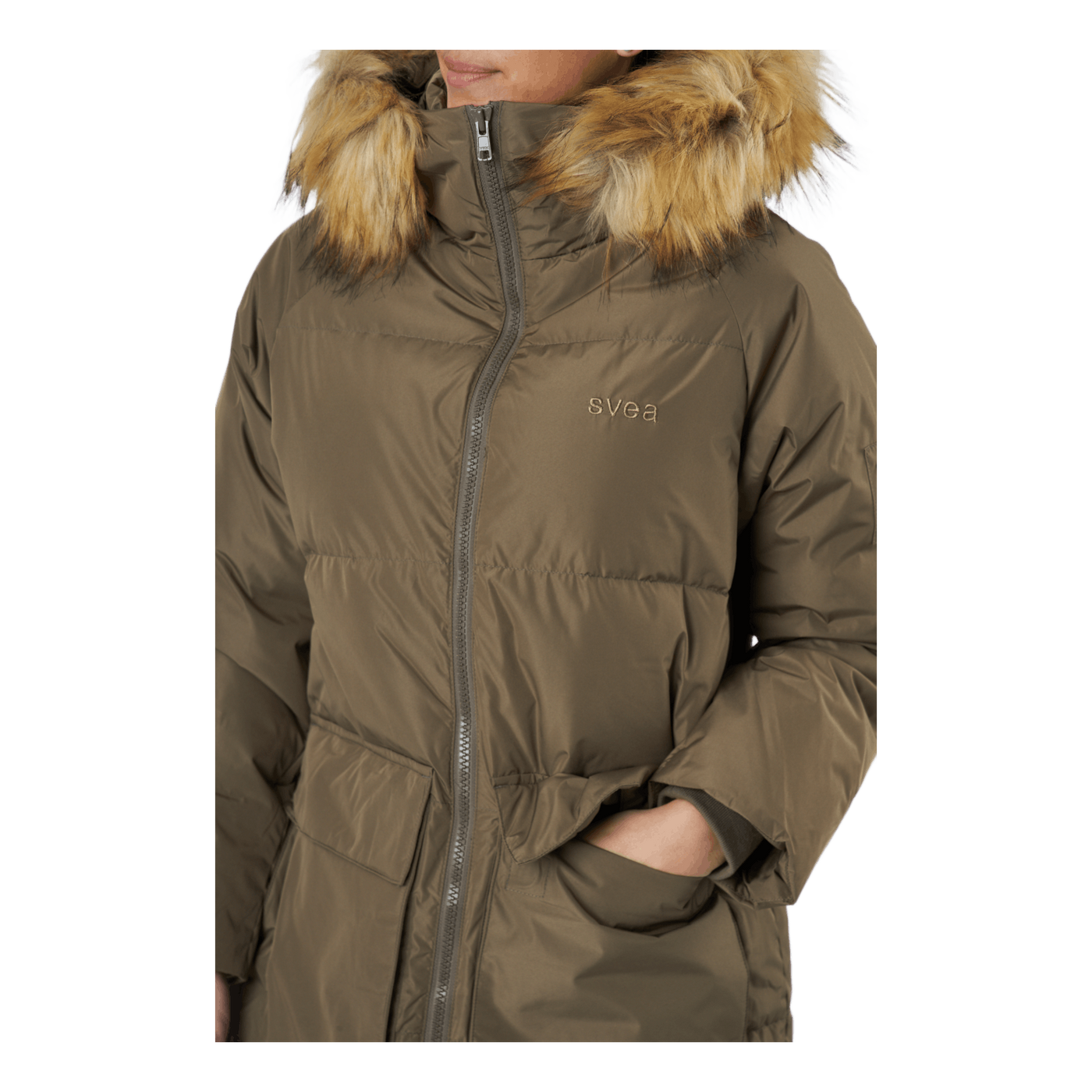 Svea Loose Fur Hood Coat Mole –