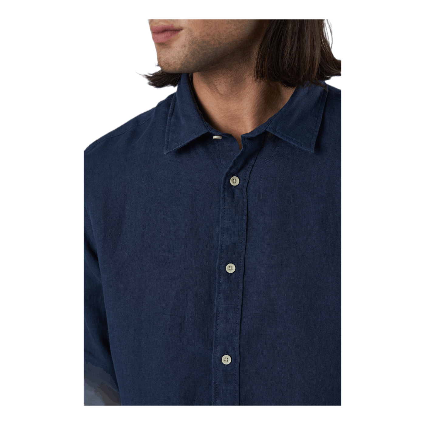 Bluplain Linen Shirt L/s Blå