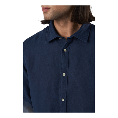Bluplain Linen Shirt L/s Blå