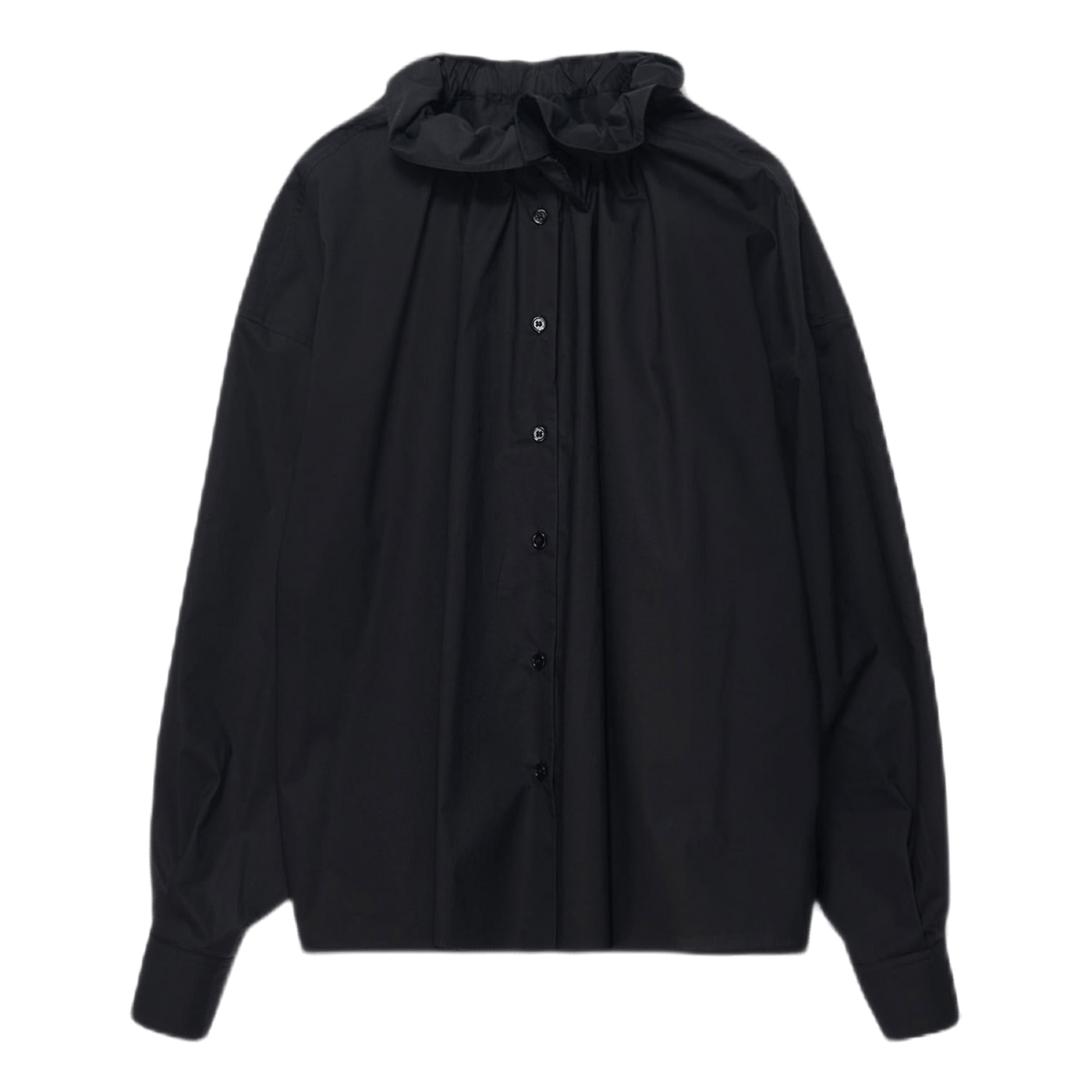 Oversized Ruffle Collar Shirt Black