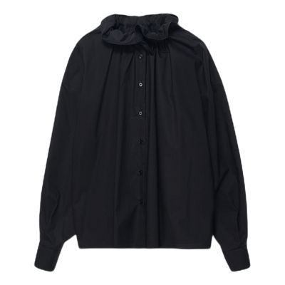 Oversized Ruffle Collar Shirt Black