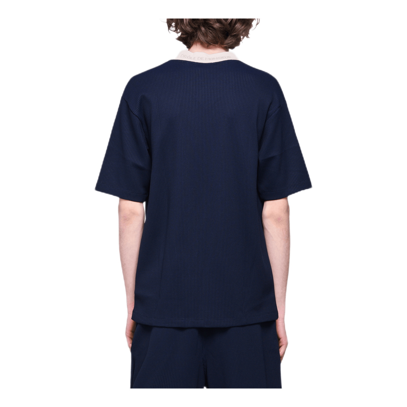 V-neck Textured T-shirt Blue
